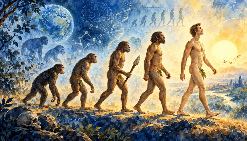 Ilustrace k úvaze Pindíky: proč je lidský penis mezi primáty výjimečný, věnované evoluci člověka, sexuálnímu výběru a velikosti lidského penisu.