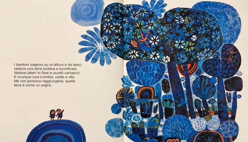 Ukázka z knihy La nostra meravigliosa Terra (Naše nádherná zem). Text: Ursula Wölfel, ilustrace: Štěpán Zavřel. Bohem Press Italia, 2021.